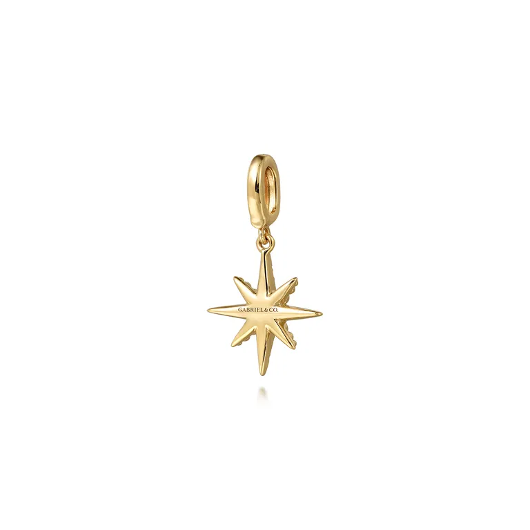 14K Yellow Gold Diamond Star Charm with Hinged Bail