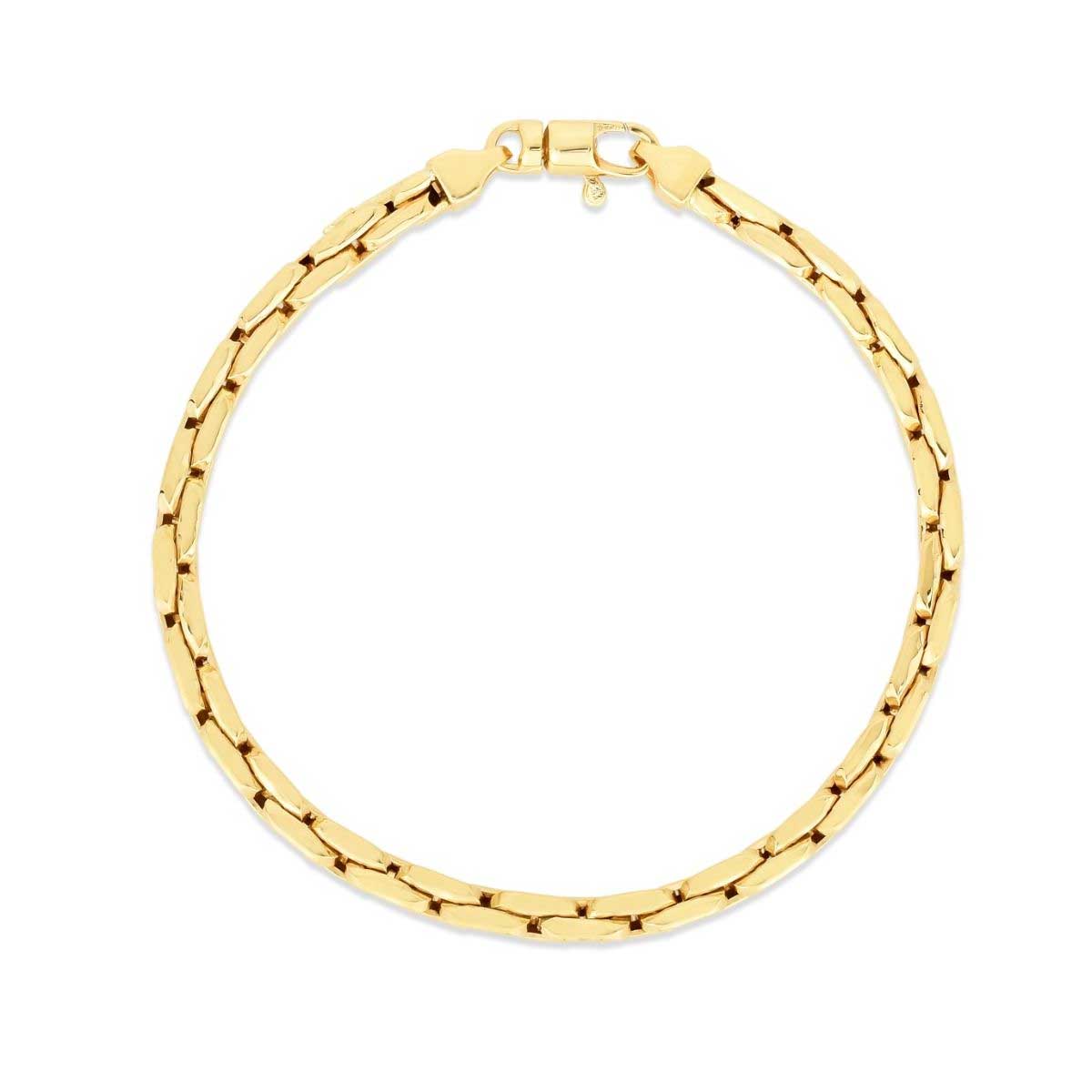 Polished 7.5” Cable Link Yellow Gold Chain Bracelet with Lobster Clasp