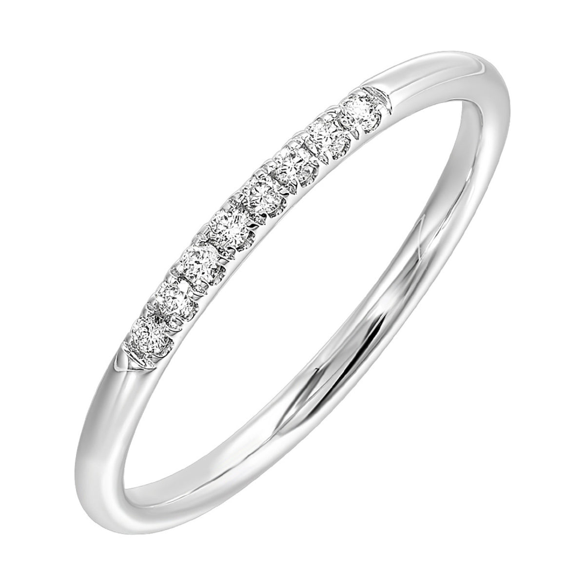 Thin Stacking Diamond Pave Ring Band in White Gold, 0.08 cttw