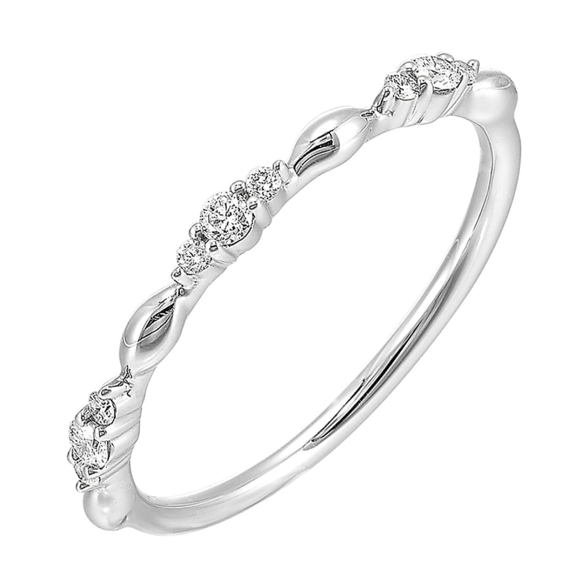 Prong Set Diamond Trio Stacking Ring Band in White Gold, 0.12 cttw