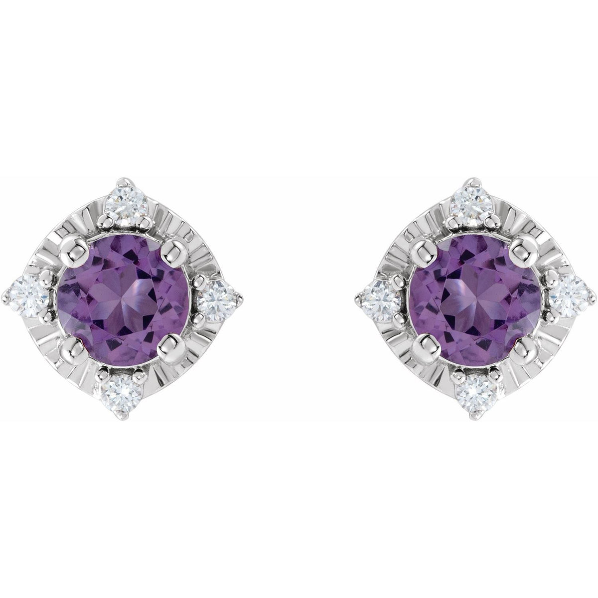 Amethyst Earrings with Diamonds