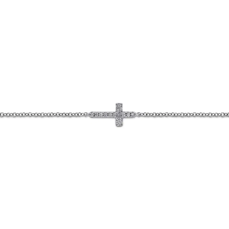 Diamond Sideways Cross Chain Bracelet