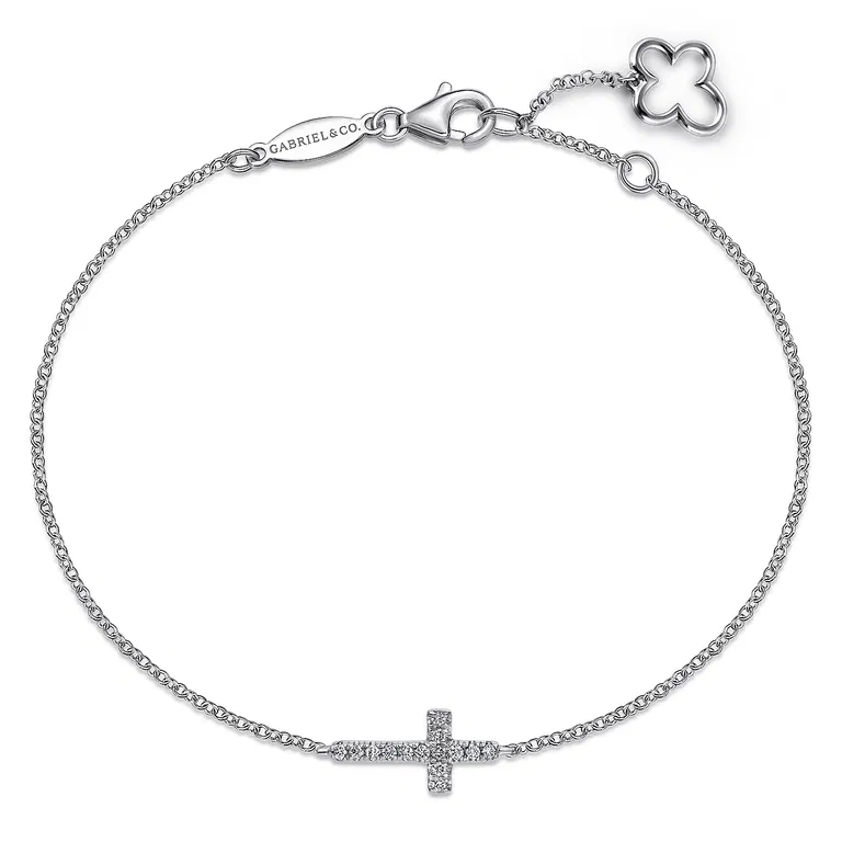 Diamond Sideways Cross Chain Bracelet