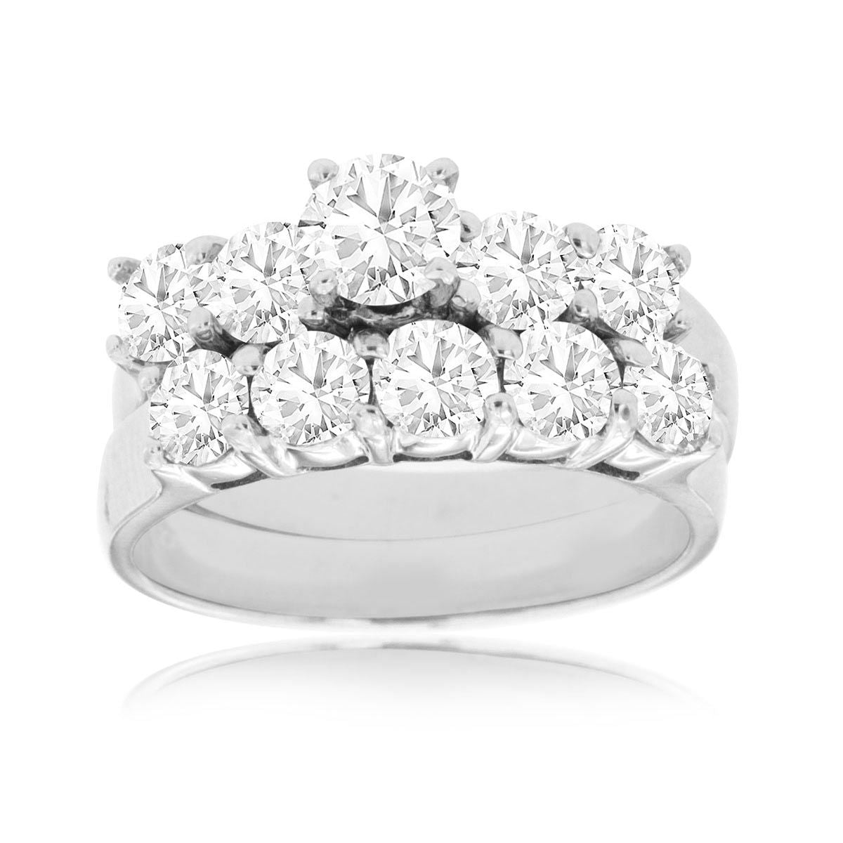 Diamond Wedding Set in 14k White Gold, 2.20cttw