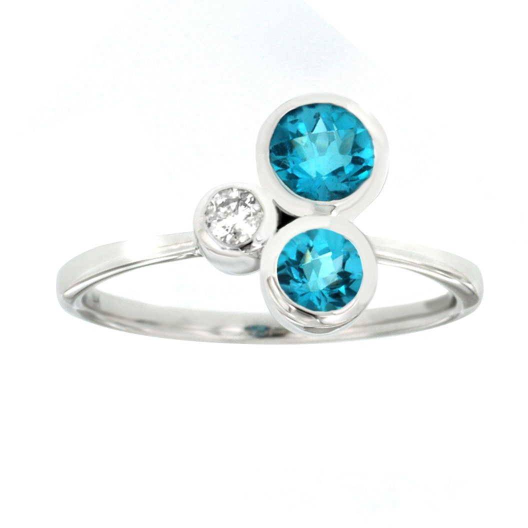 Blue Topaz and Diamond Trio Ring