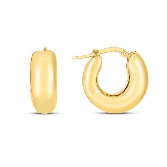 Polished Puffy Hoop Earrings in 14k Yellow Gold