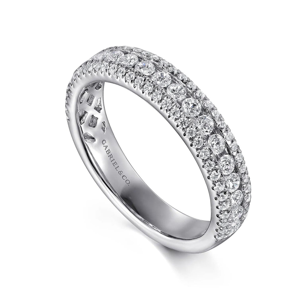 Triple Row Channel Set Diamond Anniversary Band, 0.72 cttw