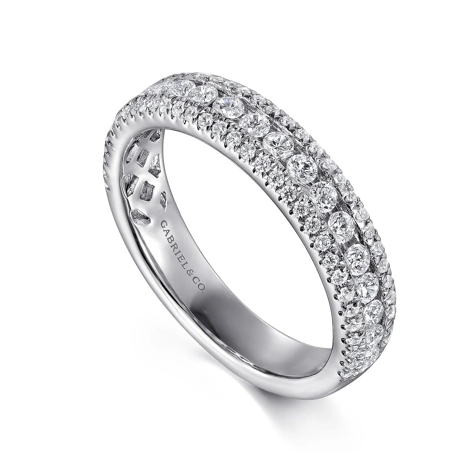 Triple Row Channel Set Diamond Anniversary Band, 0.72 cttw