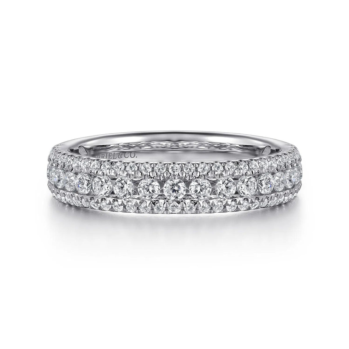 Triple Row Channel Set Diamond Anniversary Band, 0.72 cttw
