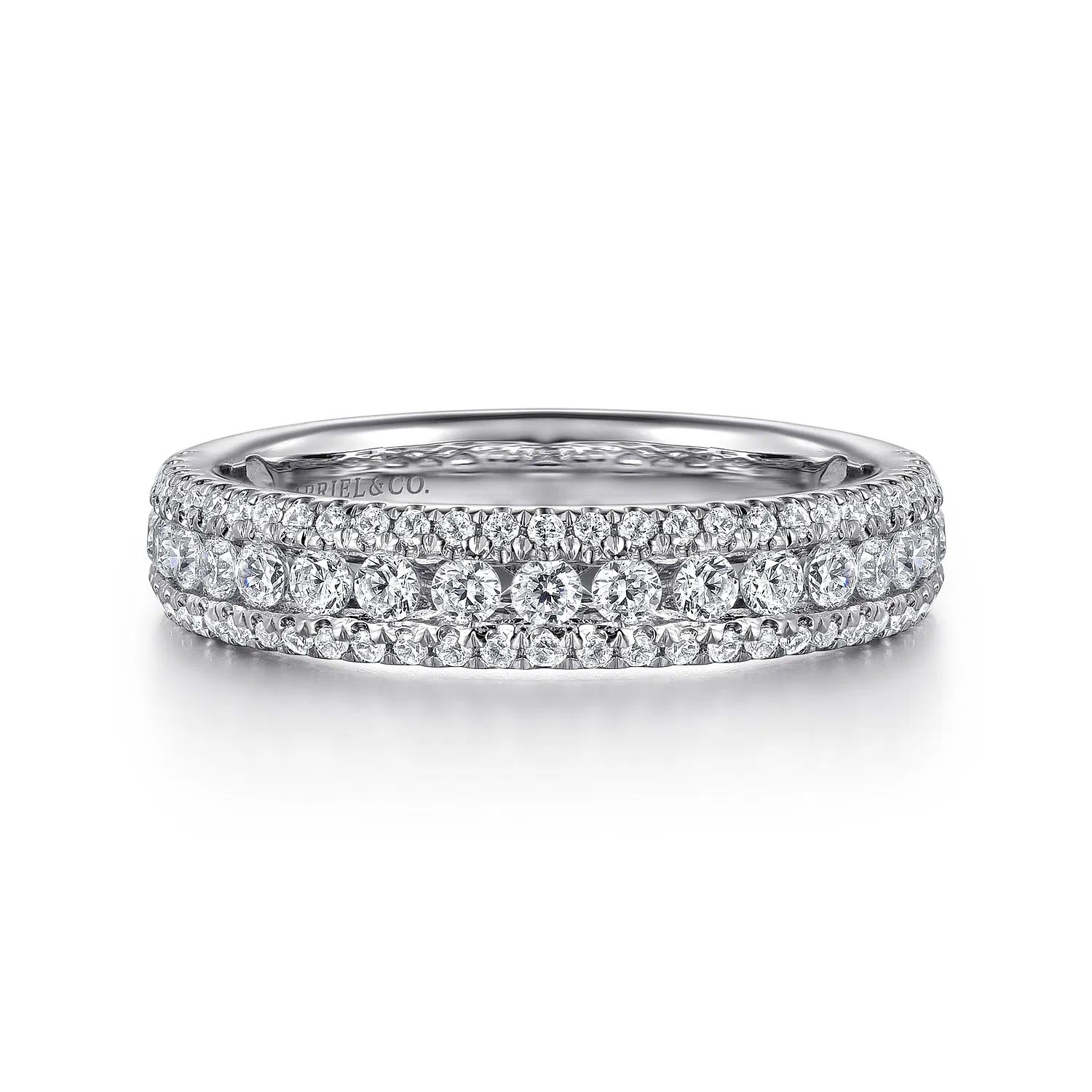Triple Row Channel Set Diamond Anniversary Band, 0.72 cttw