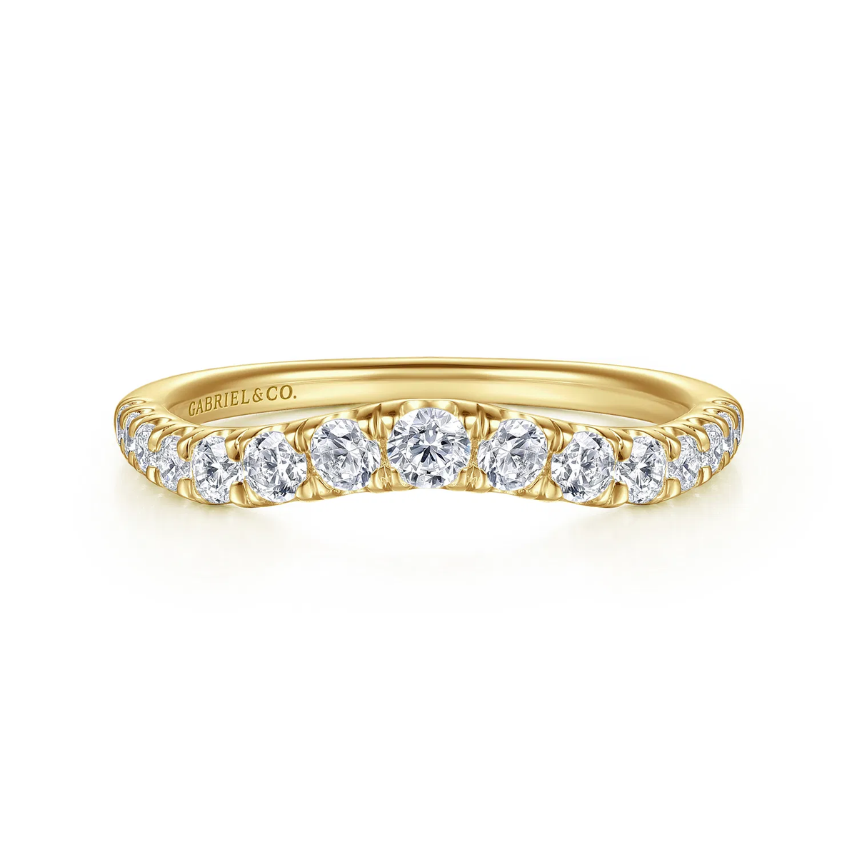 Curved Diamond Anniversary Band in 14k Yellow gold
