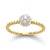 White Freshwater Pearl Diamond Halo Beaded Band Ring in Yellow Gold