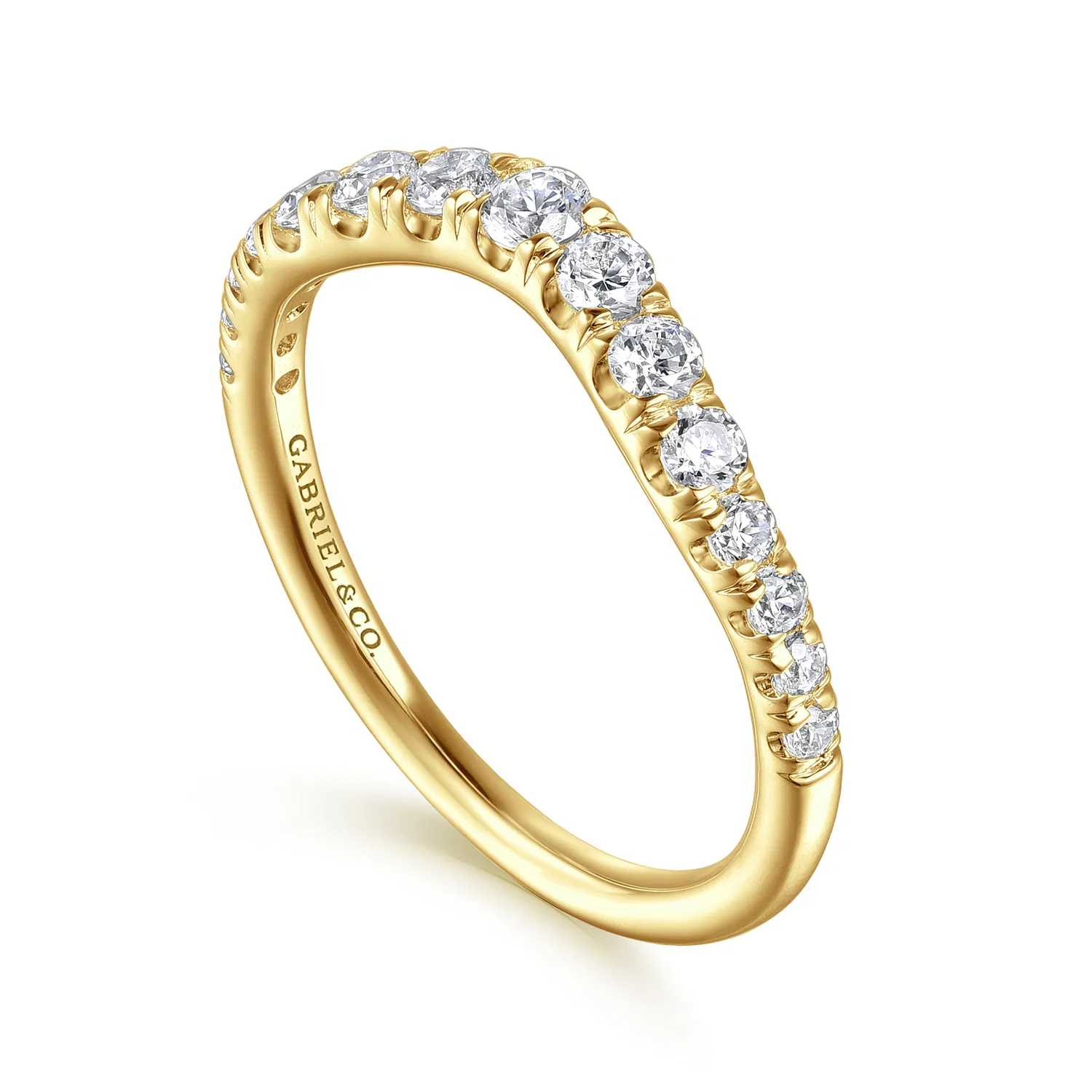 Curved Diamond Anniversary Band in 14k Yellow gold
