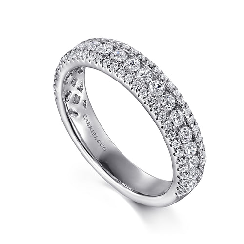 Triple Row Channel Set Diamond Wilshire Anniversary Band in White Gold, 0.76 cttw