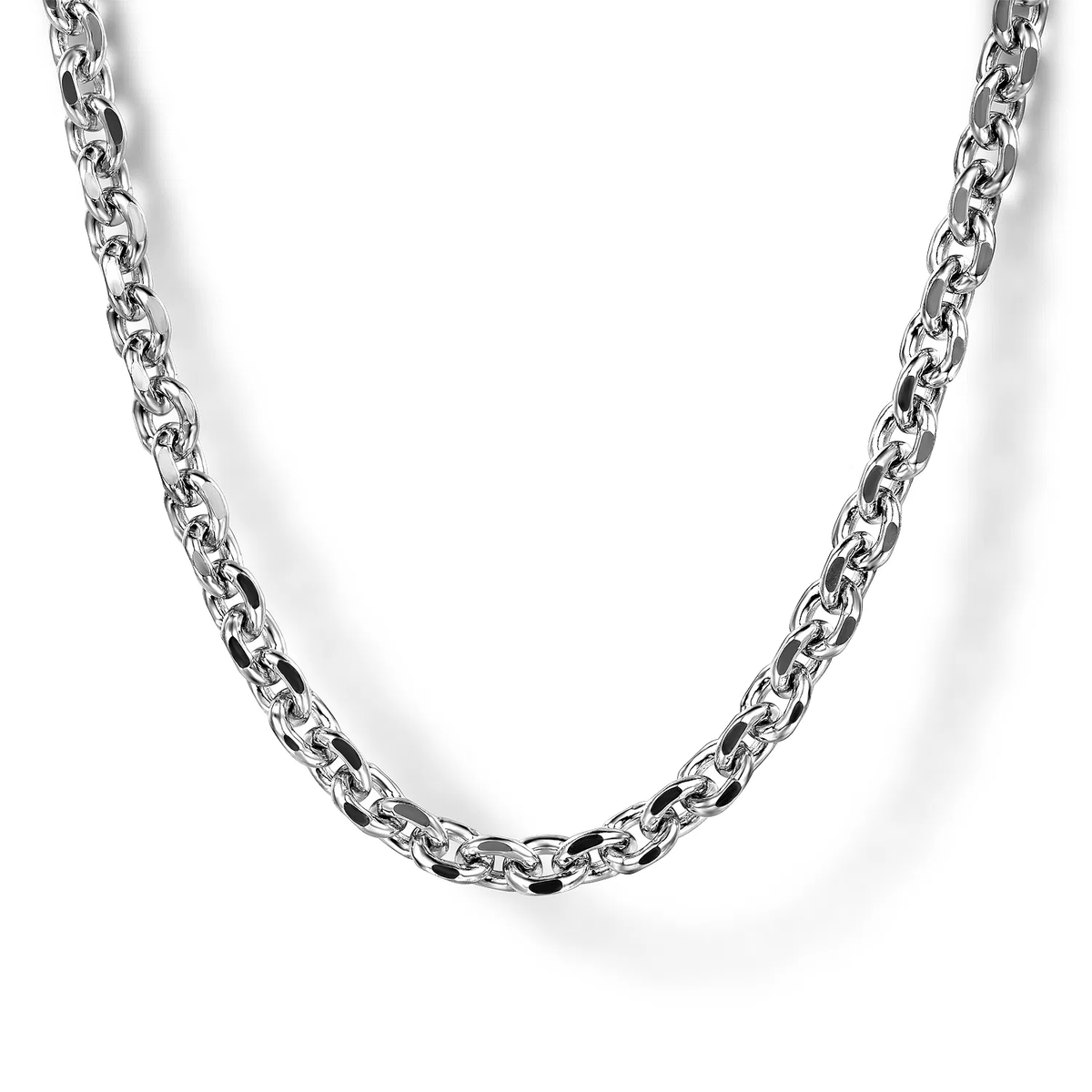 925 Sterling Silver Men's Solid Link Chain Necklace, 22", 3.6mm