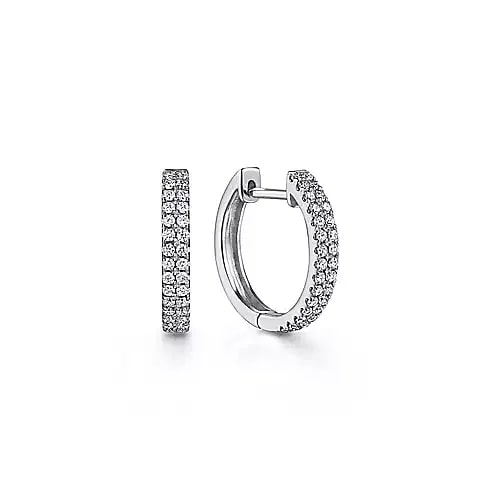 Classic 10mm Double Row Diamond Huggie Hoop Earrings, 0.29 cttw