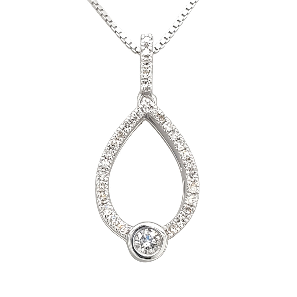 Love&#39;s Crossing Teardrop Diamond Pendant in Sterling Silver