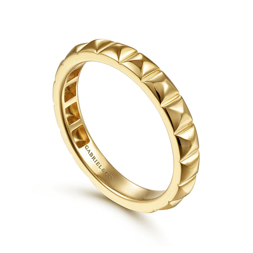 Pyramid Stud Stackable Ring Band in Yellow Gold