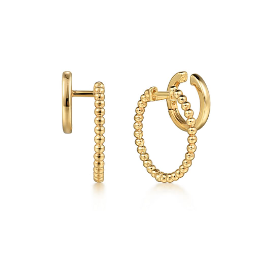 Bujukan Bead 20mm Hoop and Illusion Cuff Huggie Earrings in Yellow Gold
