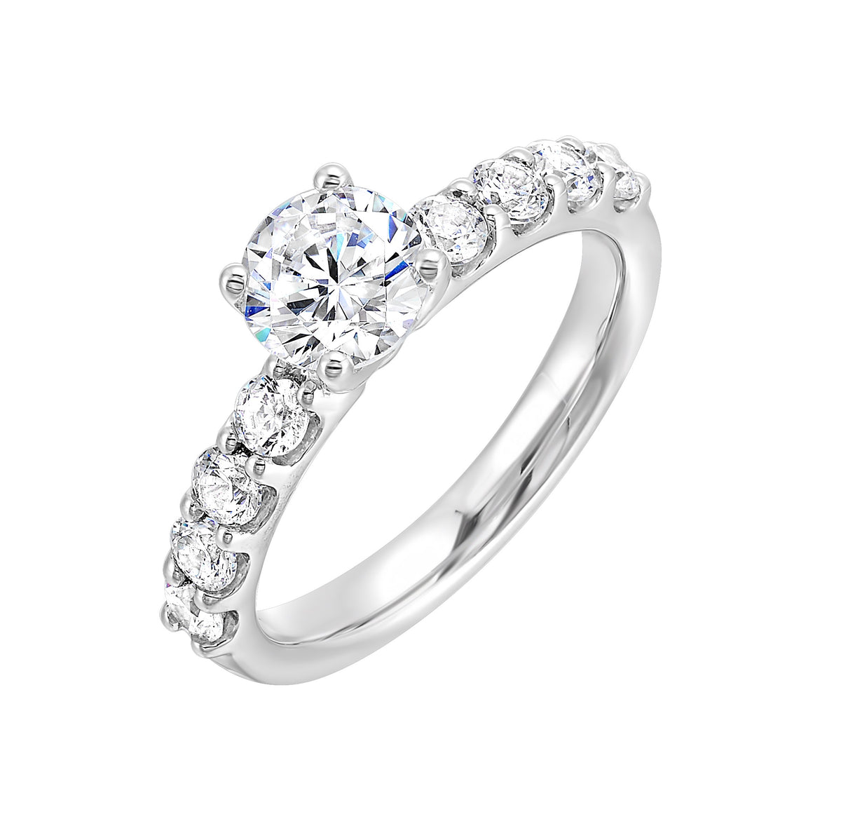 Petite Round Cut Lab-Created Diamond Engagement Ring in White Gold, 1.65 cttw