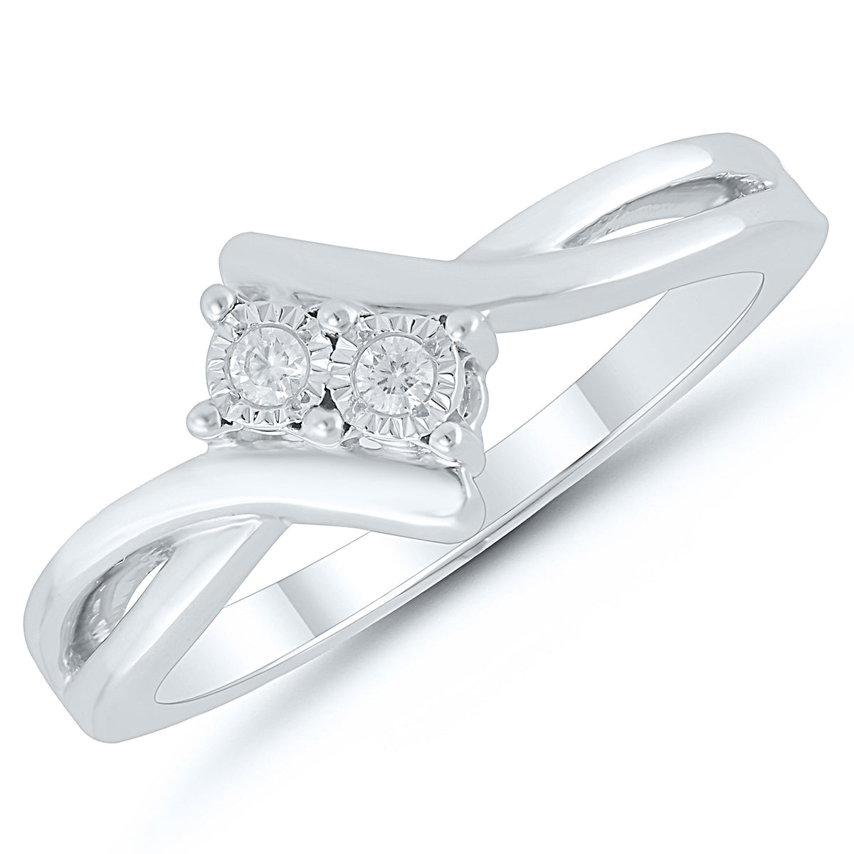 Double Diamond Ring in Sterling Silver