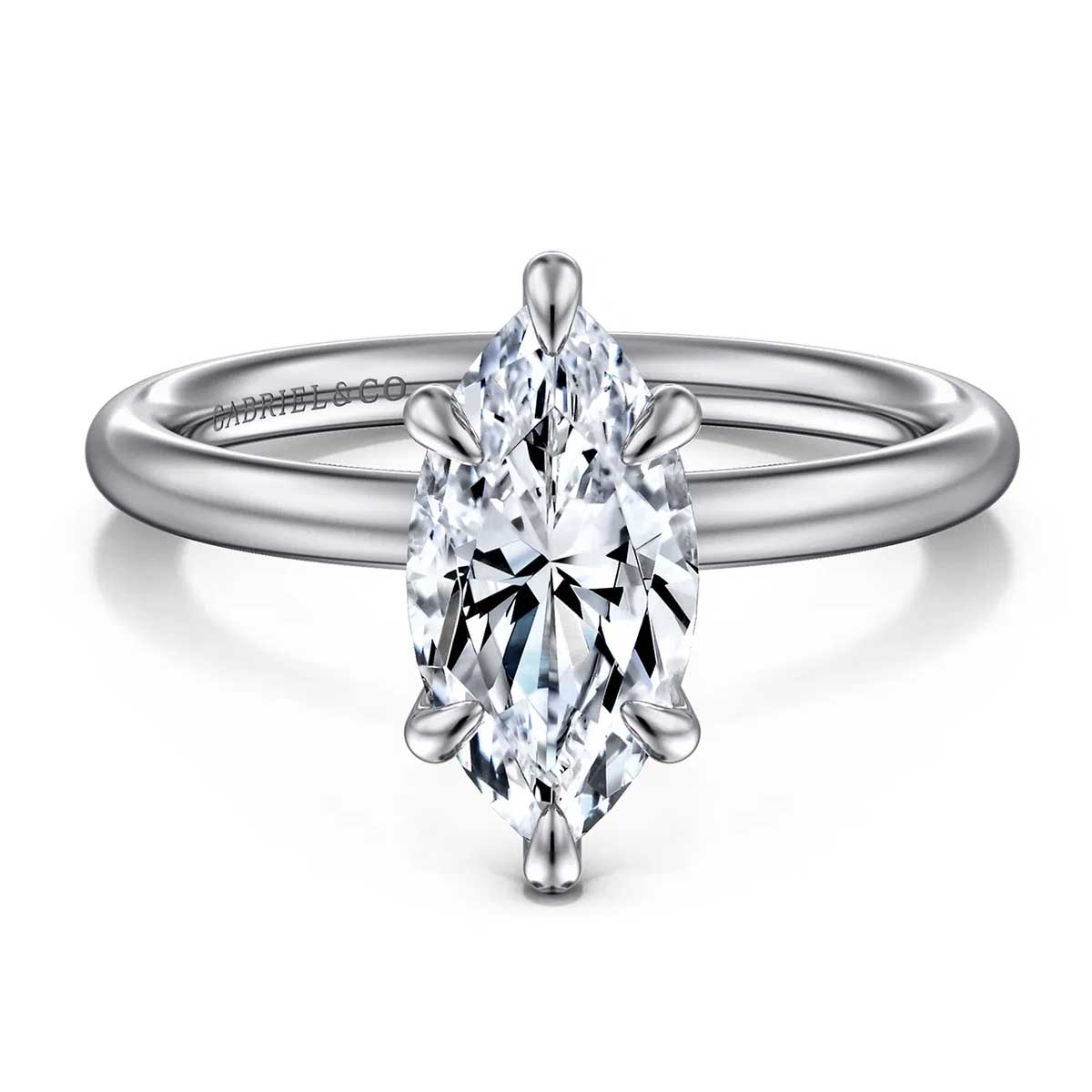 Paula Solitaire Engagement Ring Setting with Marquise Cut Diamond