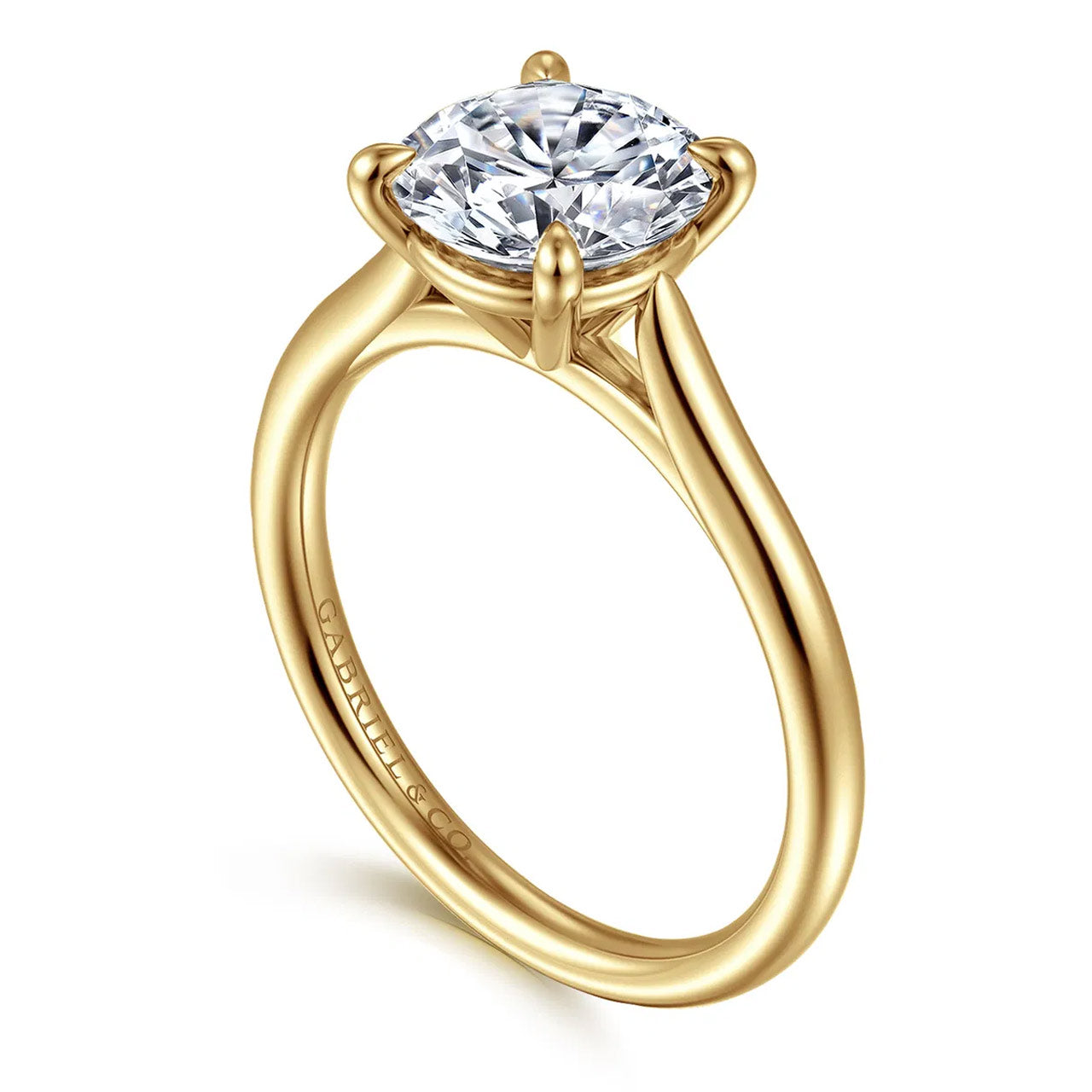Bena Round Solitaire Diamond Engagement Ring Setting in 14K Yellow Gold