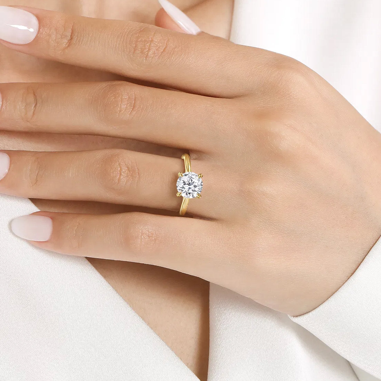 Bena Round Solitaire Diamond Engagement Ring Setting in 14K Yellow Gold