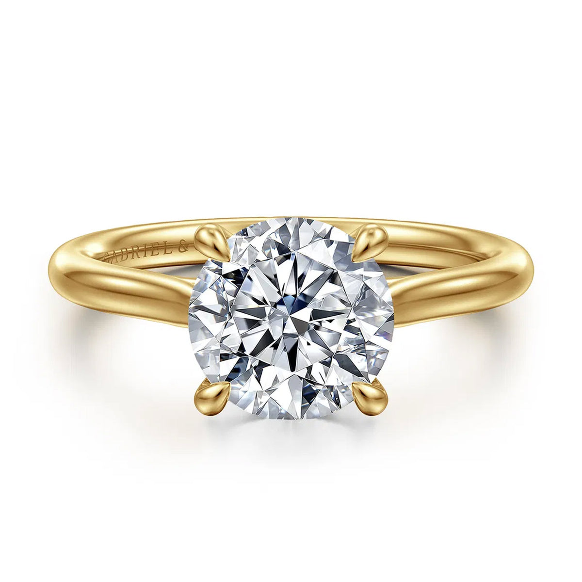Bena Round Solitaire Diamond Engagement Ring Setting in 14K Yellow Gold
