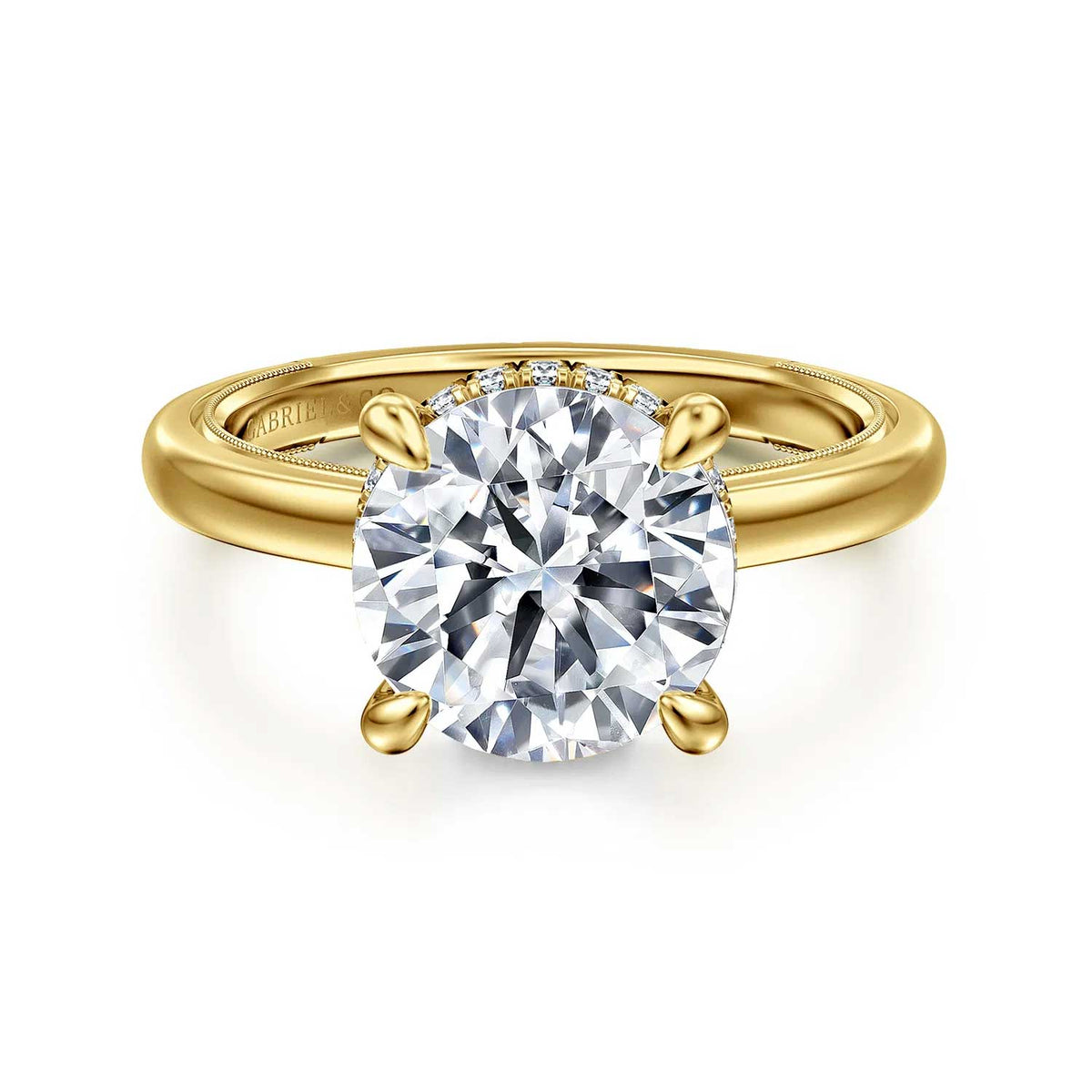 Sandi Round Diamond Engagement Ring Setting with Hidden Halo