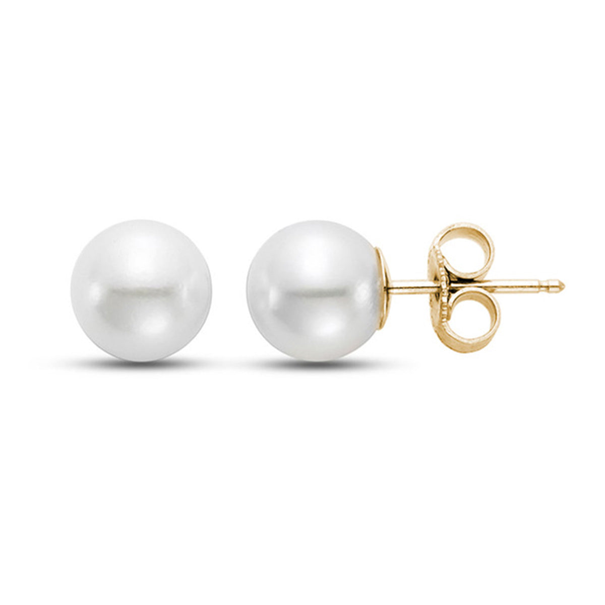 Akoya Pearl 7.5-8mm Stud Earrings in Yellow Gold