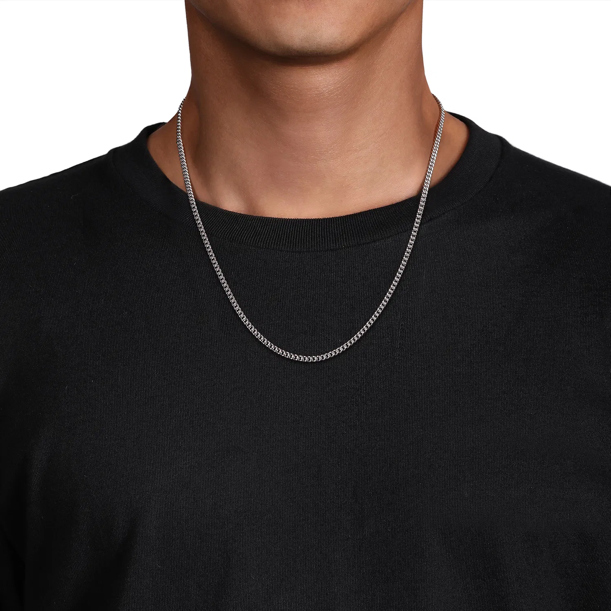 Sterling Silver Men's Solid Link Chain Necklace, 22"
