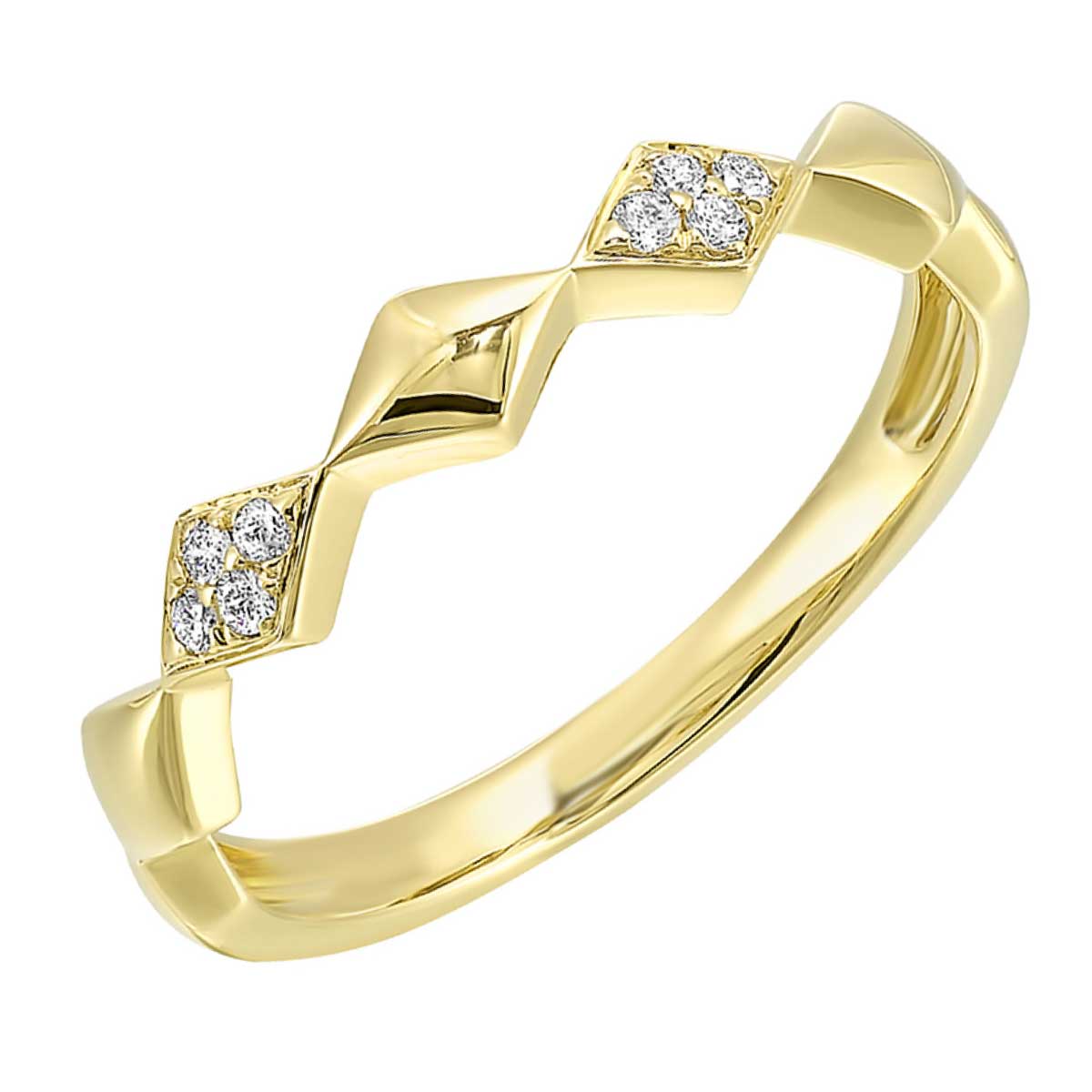 Kite-Shaped Station Diamond Cluster Ring Band in Yellow Gold, 0.05 cttw