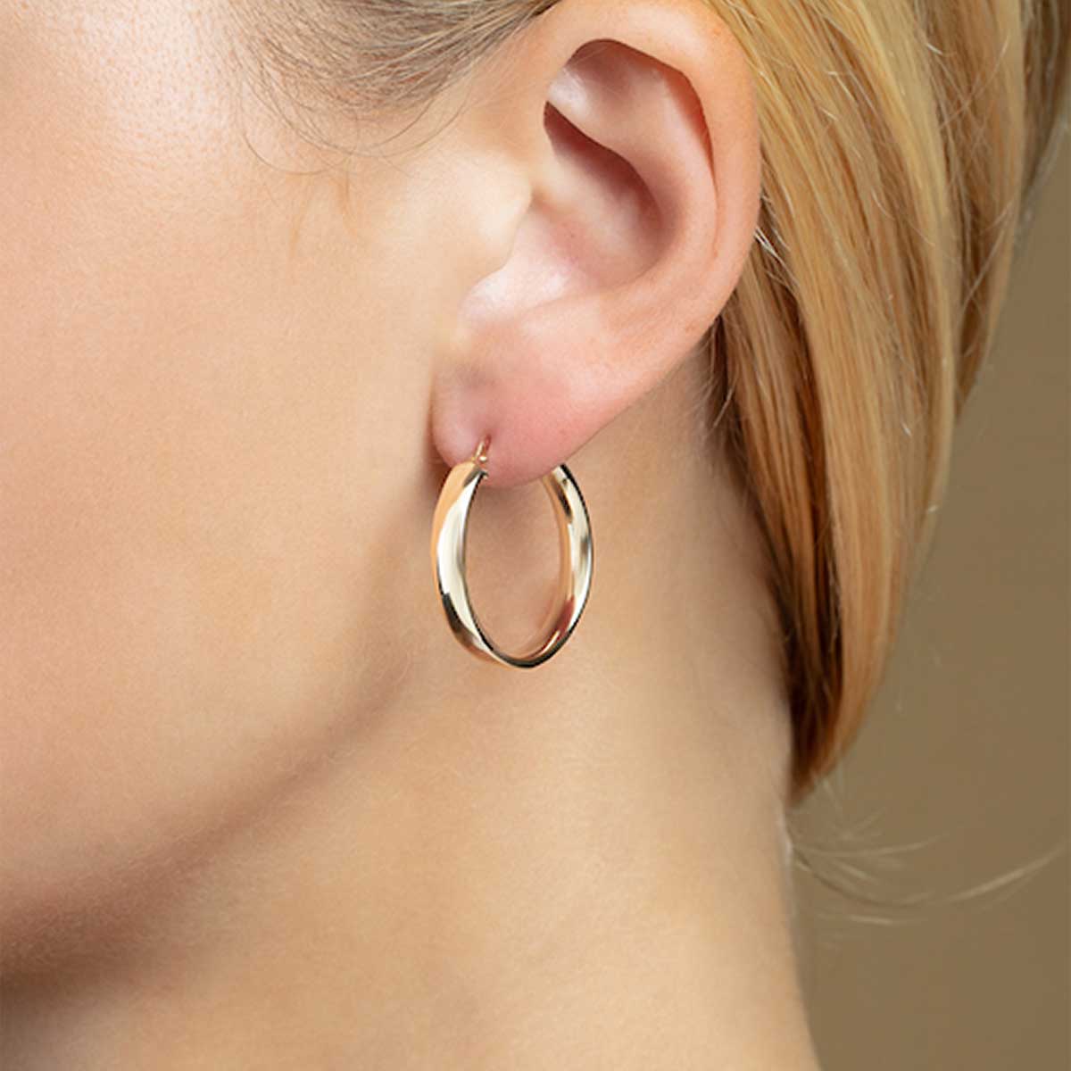 Small Wedding Hinged Hoop Earrings in 14k Yellow Gold