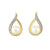 Teardrop Pearl and Diamond Pave Stud Earrings in Yellow Gold, 0.04 cttw