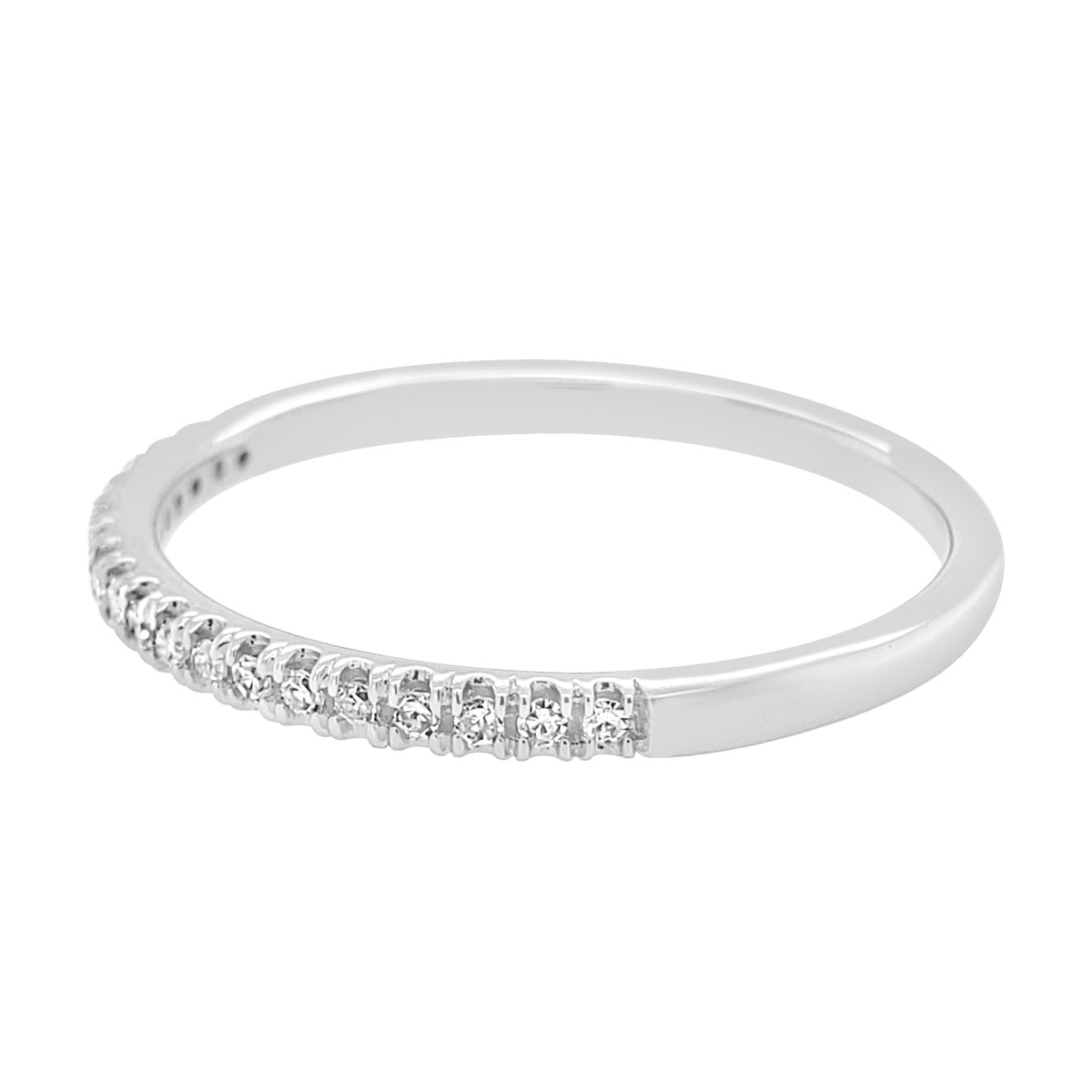 Pave Diamond Stacking Band in White Gold- 0.10 ctw.