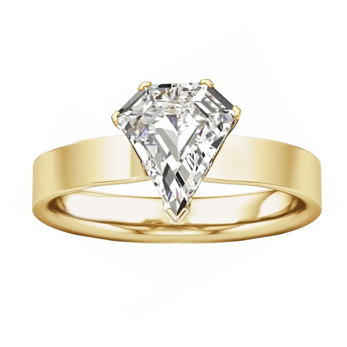 Shield-Cut 3.0 Carat Lab Grown Diamond Engagement Ring with Wide Band